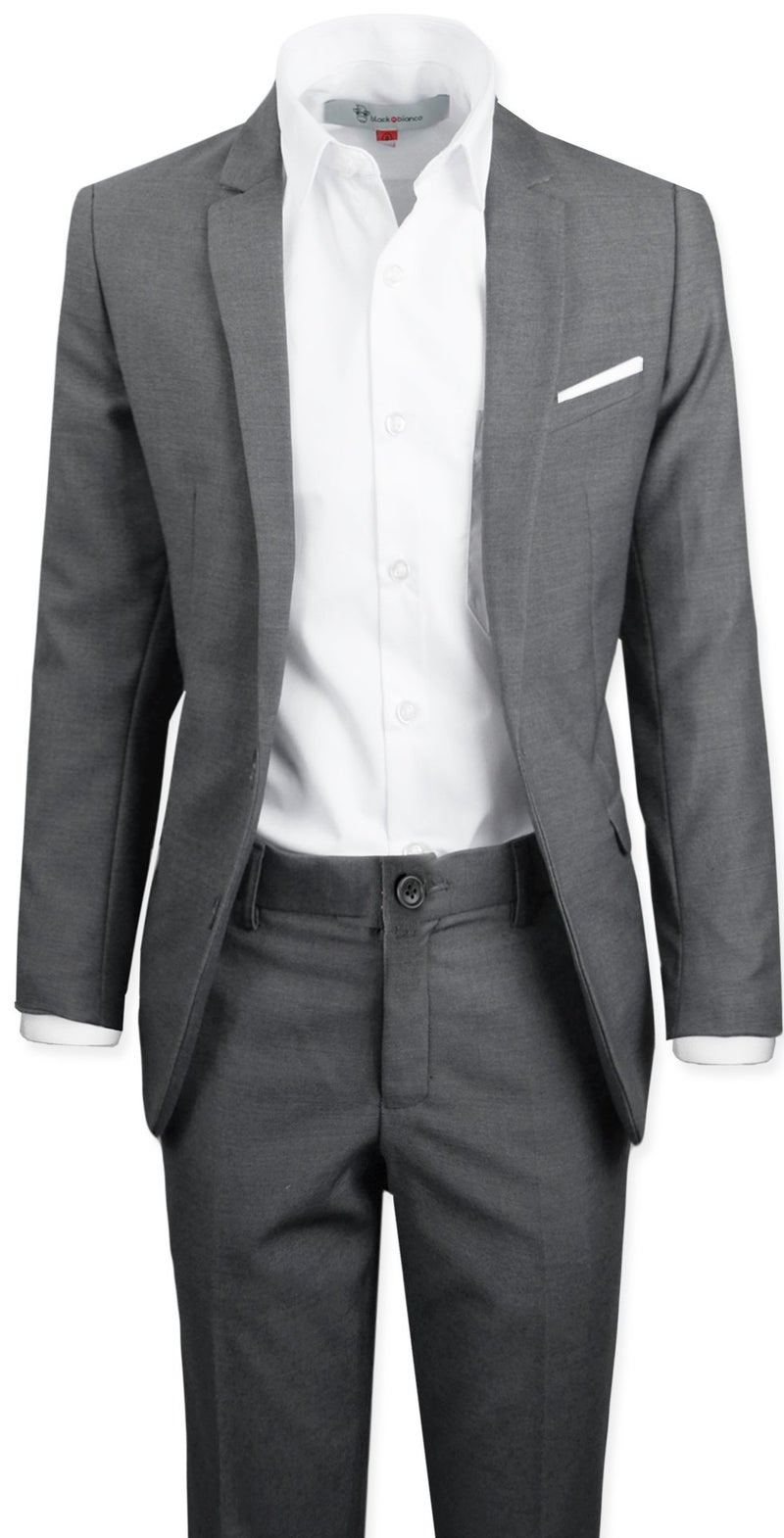 Black n Bianco Boys Signature Slim Suit in Dark Grey Size 3 - Image 3